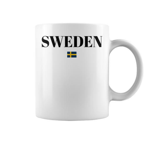 Mug Personnalisé Drapeau Suède - Tasse à Café Céramique 325 Ml, Couleur Blanche, Fabriqué En France